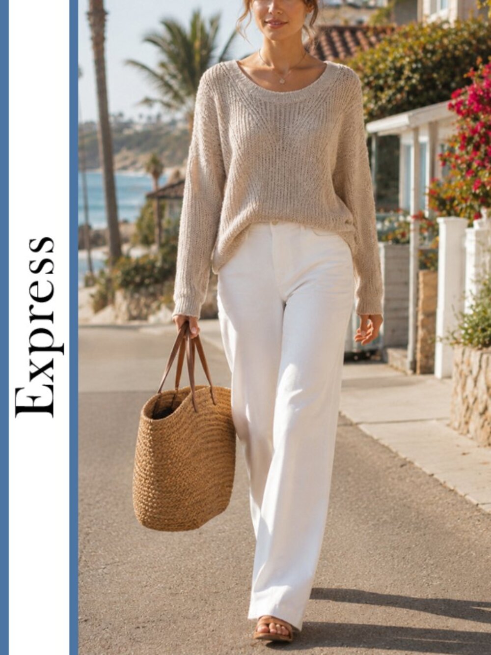 Express | Coastal Chic Keyhole Back Pullover Sweater
